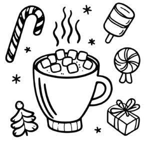 ☕🍬 Best Printable Hot Cocoa Coloring Page for Kids 🌟🖍️