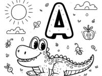 🅰️🐊 Best "A" for Alligator Coloring Page for Kids 🌟🖍️
