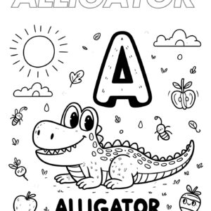 🅰️🐊 Best "A" for Alligator Coloring Page for Kids 🌟🖍️