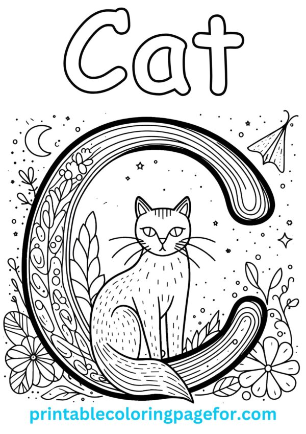 🅲🐱 Best "C" for Cat Coloring Page for Kids 🌟🖍️