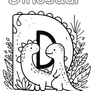 🅳🦕 Best "D" for Dinosaur Coloring Page for Kids 🌟🖍️