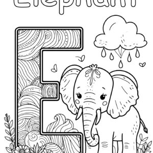 🅴🐘 Best "E" for Elephant Coloring Page for Kids 🌟🖍️