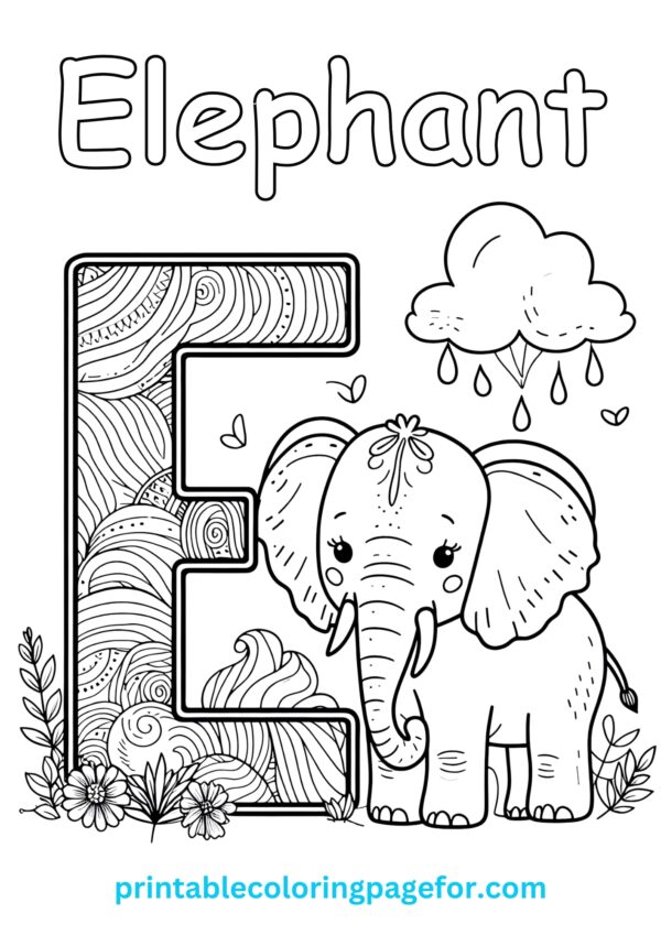 🅴🐘 Best "E" for Elephant Coloring Page for Kids 🌟🖍️