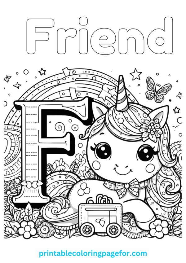 🅵🤗 Best "F" for Friend Coloring Page for Kids 🌟🖍️