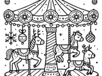 🎠🦌 Best Printable Festive Carousel Coloring Page for Kids 🌟🖍️