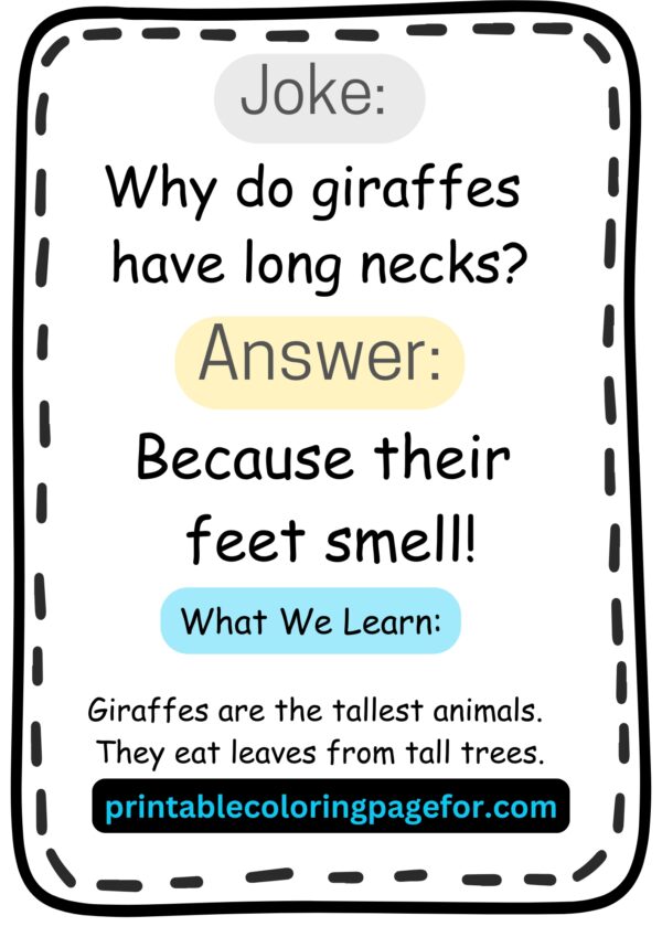 🦒✨ Funny Giraffe Joke and Learning Printable for Kids, Teachers, and Parents