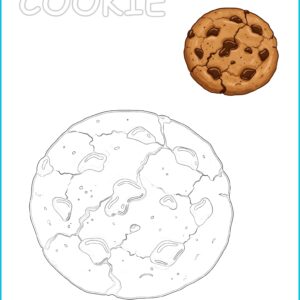 Cookie Printable Coloring Page | Sweet Dessert Activity with Pre-Colored Example (US Letter 8.5x11) - Instant Download PDF