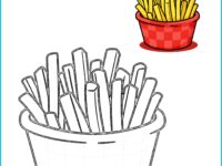 Fries Printable Coloring Page with Pre-Colored Example | US Letter 8.5x11 PDF