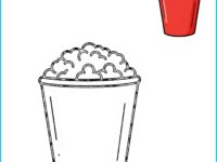 Popcorn Printable Coloring Page | Movie Night Activity with Pre-Colored Example (US Letter 8.5x11) - Instant Download PDF
