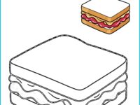 Sandwich Printable Coloring Page | Pre-Colored Example Guide | US Letter 8.5x11 PDF