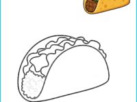 Taco Printable Coloring Page | Mexican Food Activity with Pre-Colored Example (US Letter 8.5x11) - Instant Download PDF