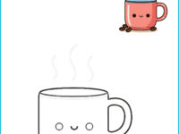 ☕ Coffee Coloring Page | Printable Café Activity with Pre-Colored Guide (US Letter 8.5x11 PDF)