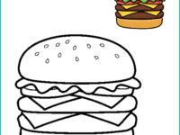 🍔 Burger Coloring Page | Printable Fast Food Activity with Pre-Colored Guide (US Letter 8.5x11 PDF)