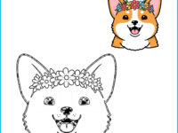 🐾 Corgi Coloring Page | Printable PDF with Pre-Colored Example (US Letter 8.5x11)