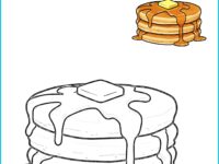 Pancake Coloring Page | Printable PDF with Pre-Colored Example (US Letter 8.5x11)
