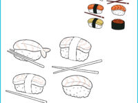 🍣 Sushi Coloring Page | Printable Japanese Food Activity with Pre-Colored Guide (US Letter 8.5x11 PDF)