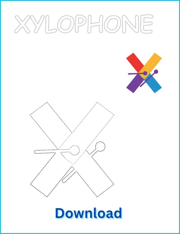 🎵 Xylophone Coloring Page | Printable PDF with Pre-Colored Example (US Letter 8.5x11)