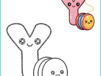 🪀 Yo-Yo Coloring Page | Printable PDF with Pre-Colored Example (US Letter 8.5x11)