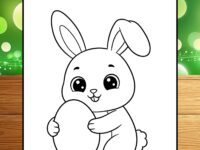 Cute Bunny with Easter Egg Picture to Color