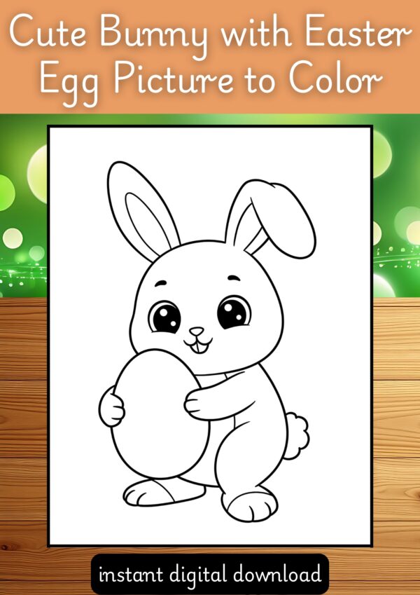 Cute Bunny with Easter Egg Picture to Color