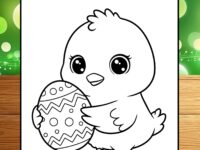 Cute Bunny with Easter Egg Picture to Color