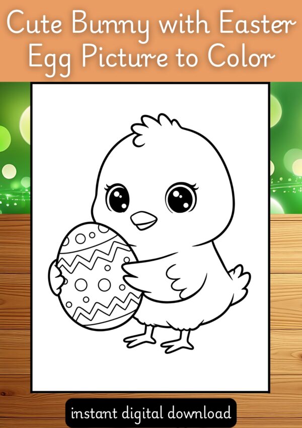 Cute Bunny with Easter Egg Picture to Color