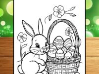 Easter Eggs And Easter Bunny Coloring Page kids
