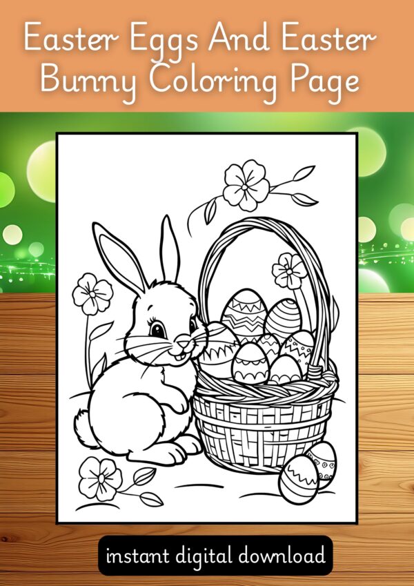 Easter Eggs And Easter Bunny Coloring Page kids