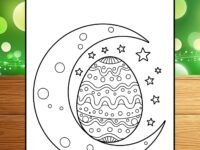 Easter Moon And Stars Coloring Page