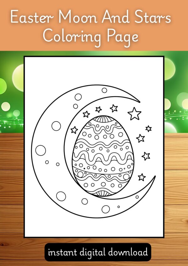Easter Moon And Stars Coloring Page