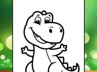 Happy Dinosaur Coloring Page for Kids - Easy Printable Dino Art
