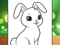 Simple Cute Cartoon Bunny Coloring Page