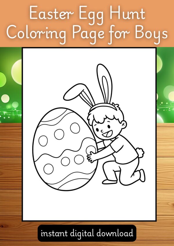 Easter Egg Hunt Coloring Page for Boys
