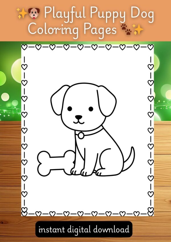 Puppy Dog Coloring Pages for Kids,Cute,PDFprint,Coloring,worksheets,Prek,teacher