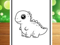 🦕✨ Simple Cute Dinosaur Coloring Page - Instant PDF Download - Easy Coloring Fun!