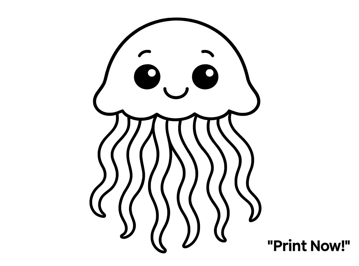 Jellyfish Coloring Page Printable Kids PDF Instant Download Activity