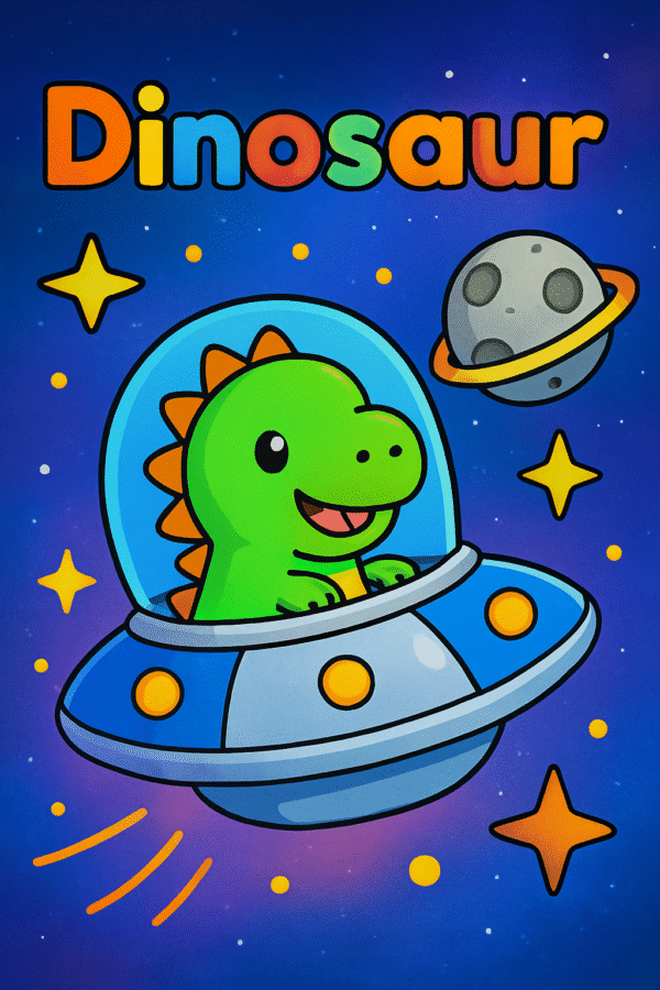Cute Dinosaur Coloring Page Printable for Kids | Space Dino Coloring Sheet PDF | Instant Download Prehistoric Fun for Toddlers & Preschoolers - Image 3