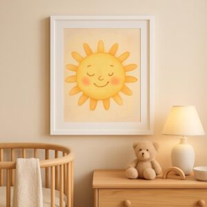Whimsical Sun Art, Nursery Wall Decor, Kids Room Printable, Baby Shower Gift Idea, Digital Sun Illustration, Pastel Nursery Art, Printable