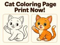 cat coloring page, printable coloring page, kids coloring, instant download, PDF coloring, cute cat, animal coloring, coloring book,Prek
