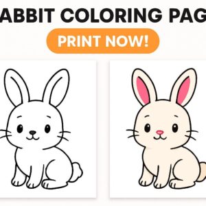 rabbit coloring page, bunny coloring page, kids coloring, printable coloring, digital download, instant download, coloring book, animal Prek