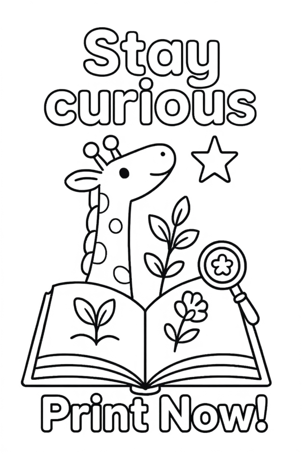 Positive Affirmation Kids Coloring Page: Stay Curious Growth Mindset Printable PDF for Home & Classroom - Instant Download 8.5x11 Inch - Image 2
